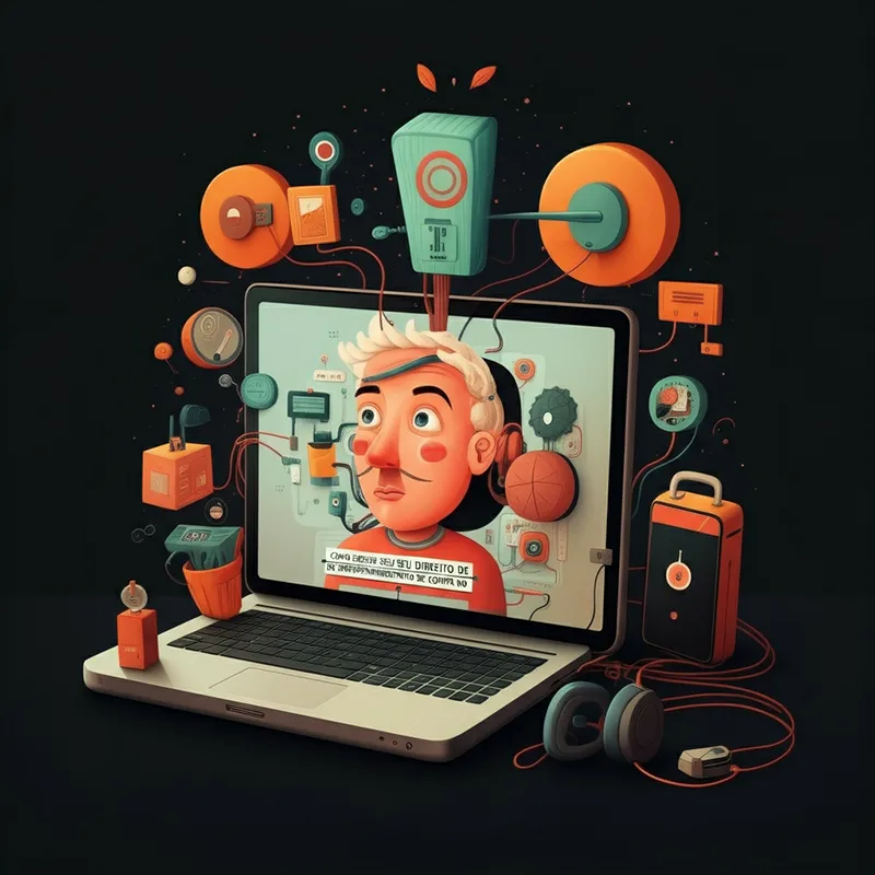 imagem de um laptop com uma figura de uma pessoa na tela